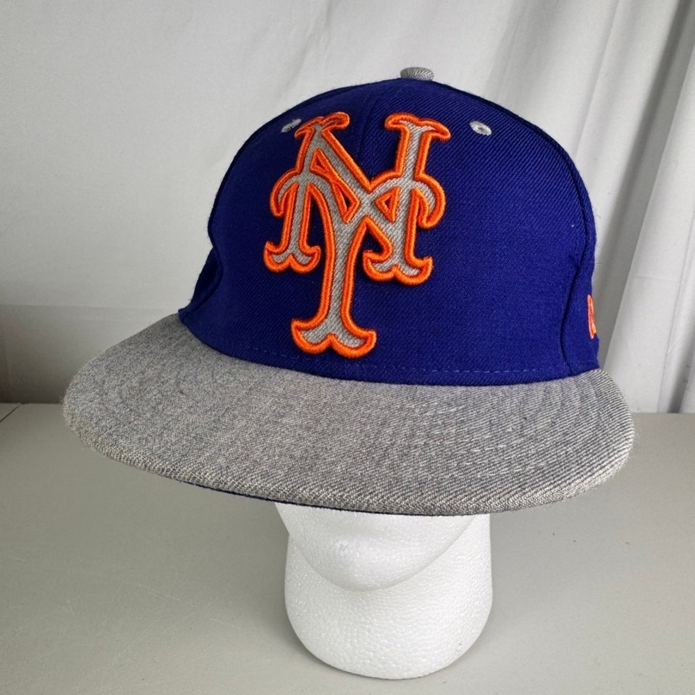 New Era 59FIFTY New York Mets Fitted Hat 7 3/8 Blue Grey Orange MLB Baseball Cap